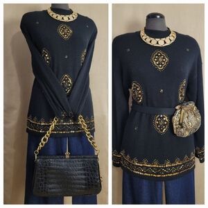 Vintage Beaded Sweater / L